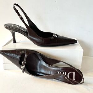 Dior chocolate brown slingback heels